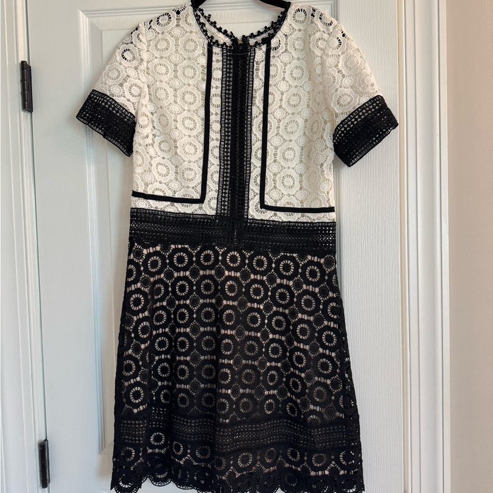 NWOT Aqua Black and White Crochet Midi Dress